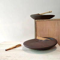 Palo Santo ceramic holder matte sculpted modern incense tray minimalist for smudge stick sage bundles