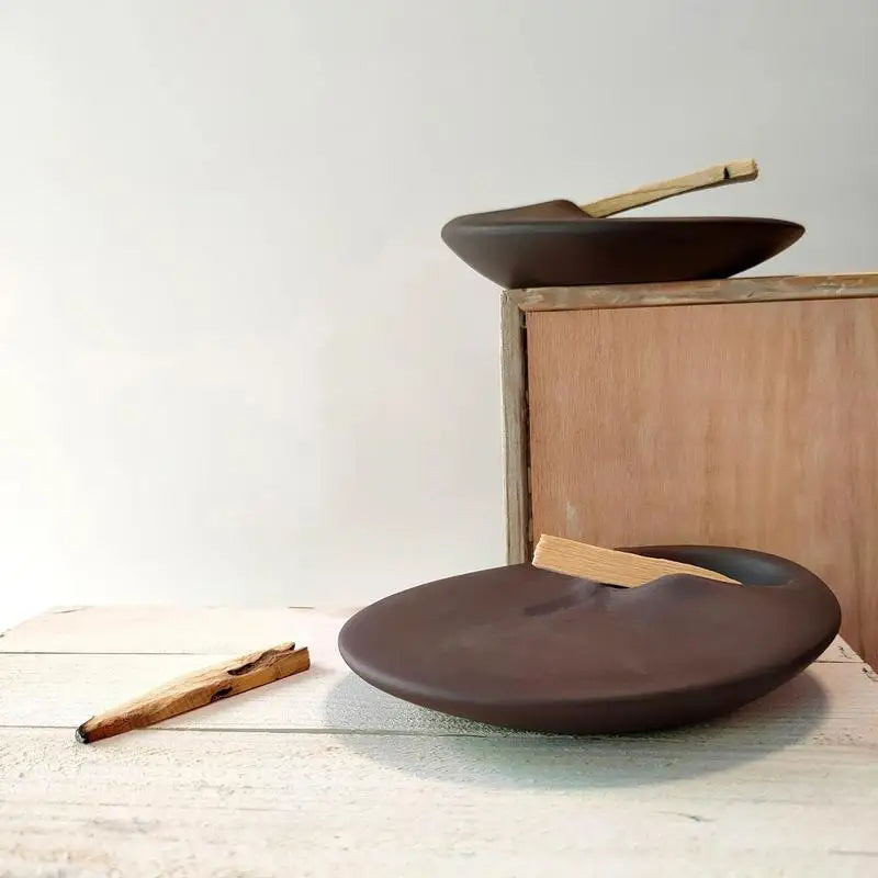 Palo Santo ceramic holder matte sculpted modern incense tray minimalist for smudge stick sage bundles