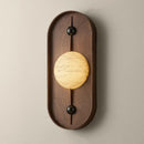 Marble Wall Lamp Sculptural Wood Frame Minimalist LED Japanese Modern Indoor Accent Lighting