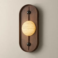 Marble Wall Lamp Sculptural Wood Frame Minimalist LED Japanese Modern Indoor Accent Lighting