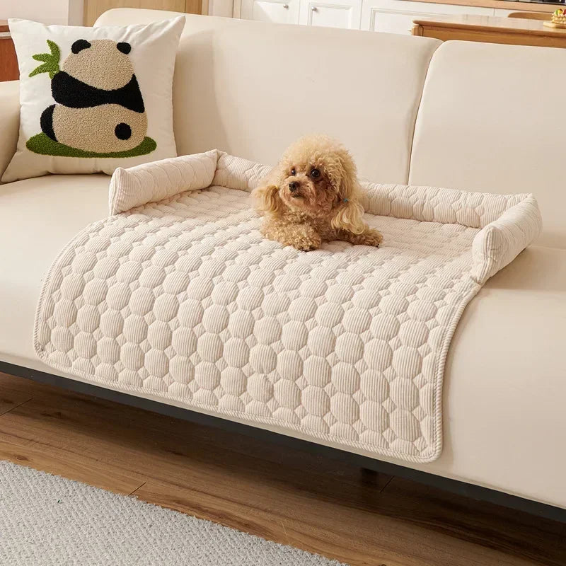Pet Bed Quilted Plush Sleeping Mat with Bolstered Edges Soft Indoor Pet Lounger for Cats and Small Dogs - Letifly Lights and Decor