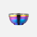 Small&Big Stainless Steel Chinese Rainbow Round Bowl Rice Soup Double Hot Insulation Container Noodle Bowl Kitchen Tableware-Letifly Lights and Decor