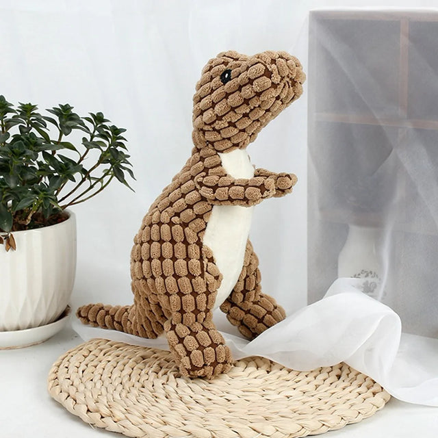 Plush Dinosaur Squeaky Dog Toy – Soft Chew Toy for Small & Medium Dogs