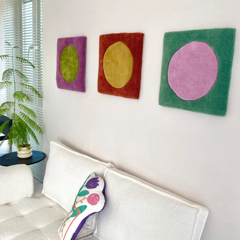 Handmade Colorful Tufting Seat Cushion Soft Square Chair Sofa Pad Hanging Wall Decoration Tapestry Home Office Warm Decor-Letifly Lights and Decor