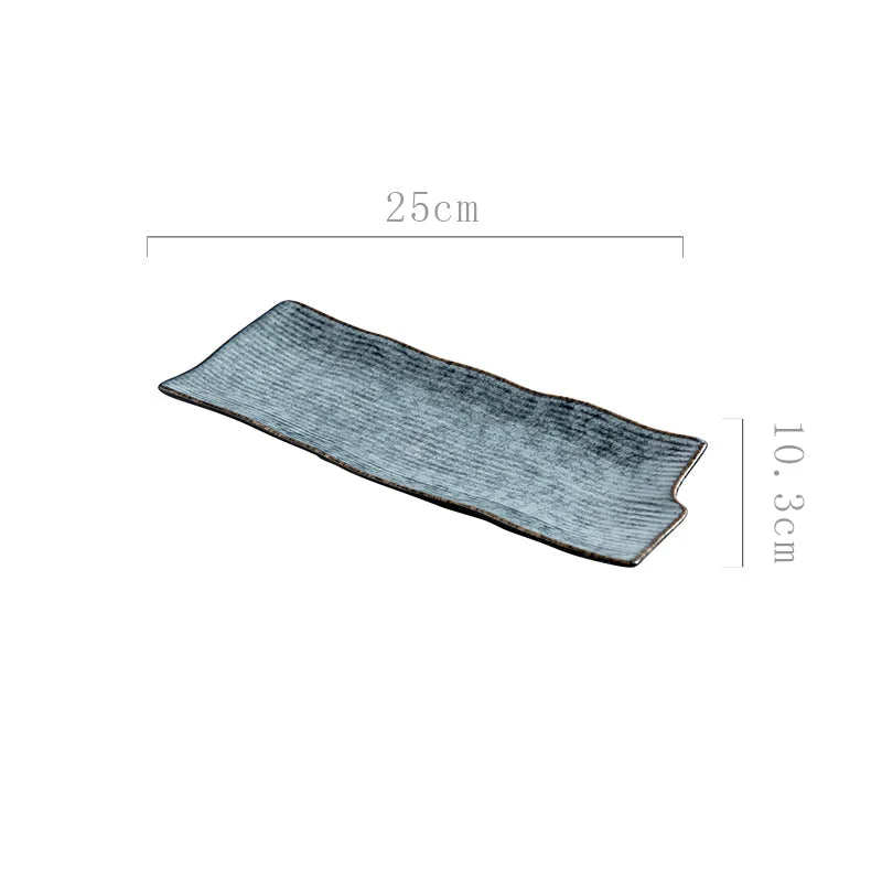 Japanese-style Sushi Plate Rectangular Ceramic Sashimi Flat Plate Creative Tableware Irregular Long Commercial Japanese Plate-Letifly Lights and Decor