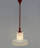 Vintage glass suspension lamp, retro creative white milk glass chandelier with blue coiled cord, Chromatic Coil Lamp for living room kitchen decor