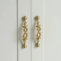 Santaya Brushed Brass Handles Vine-shaped for Kitchen Cabinets Bedroom Wardrobe Drawer Knobs and Furniture Handle-Letifly Lights and Decor