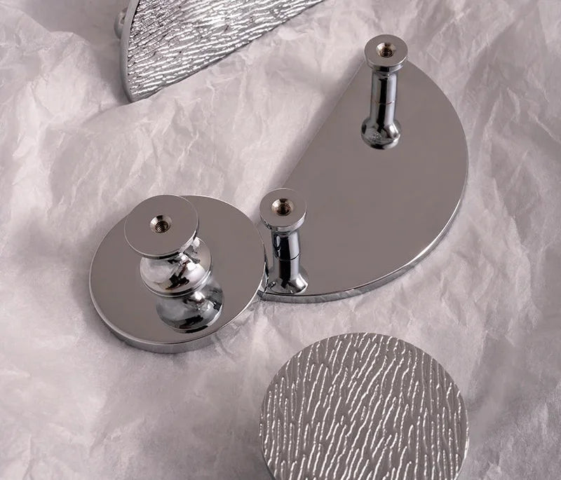 Solid Brass Cabinet Handle Round Kitchen Cabinet Pull High-end Luxury Wardrobe Chrome Silver Pulls Furniture Drawer Knob-Letifly Lights and Decor