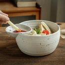 Letifly Lights & Decor - The Bistro Dip Bowl - Handcrafted ceramic snack bowl with integrated dipping compartment and speckled glaze finish
