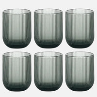 Pack of 6 Simple Vertical Striped Drinking Whiskey Glass Jars Luxury Ribbed Glass Candle Holder Container For Home Decor-Letifly Lights and Decor