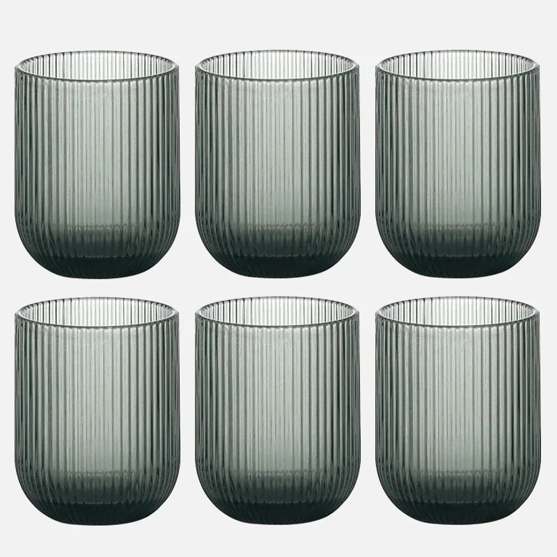 Pack of 6 Simple Vertical Striped Drinking Whiskey Glass Jars Luxury Ribbed Glass Candle Holder Container For Home Decor-Letifly Lights and Decor