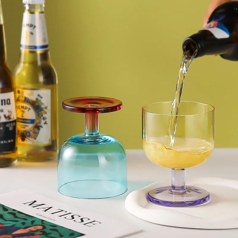 Colored Glass Dessert Coupe Jelly Style Translucent Stem Ice Cream Cup Modern Tableware