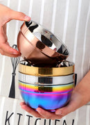 Small&Big Stainless Steel Chinese Rainbow Round Bowl Rice Soup Double Hot Insulation Container Noodle Bowl Kitchen Tableware-Letifly Lights and Decor
