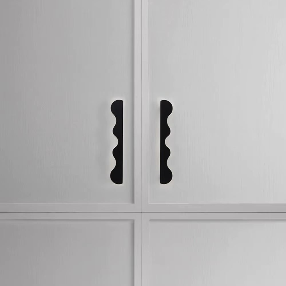 Brass Wave Shape Cabinet Handles Modern Drawer Pulls Gold/Black Furniture Handles for Kitchen Wardrobe Door-Letifly Lights and Decor