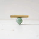 Tinyhob Natural Green Marble Brass Furniture Knob with Plate / Handles for Cabinets and Drawers Knobs Wardrobe Pulls-Letifly Lights and Decor