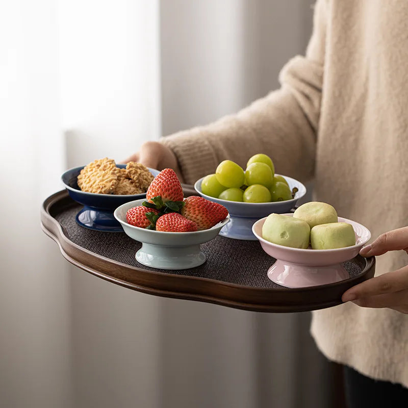 Pastel Harvest Footed Snack Dish