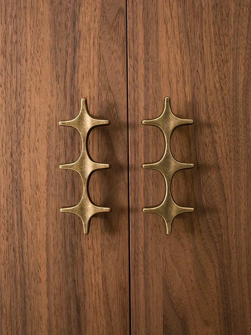 Letifly Lights & Decor - Crossbeam Brass Knobs - Sculptural Brass Cabinet Knobs Cross Shape Antique Gold Black Polished Chrome Hardware