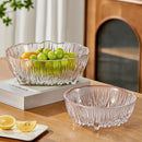 Clear ripple glass serving bowl scalloped edge fruit salad bowl modern decorative tableware