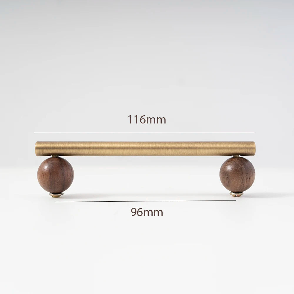 Bronze Brass + Walnut Wood Cabinet Handle and Knob Drawer Knobs T Bar Bedroom Kitchen Cupboard Hardware / Drawer Handles-Letifly Lights and Decor