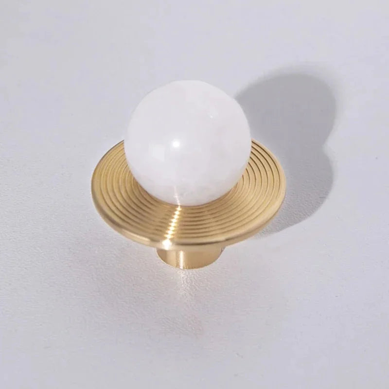 Luxury Natural Stone + brass Knobs Cabinet Knob Handle Dresser Knobs Drawer Pulls Elegant Green Furniture Hardware-Letifly Lights and Decor