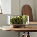 Glass Fruit Bowl Creative Large Salad Bowl Wood Base Snacks Popcorn Nuts Storage Bowls Home Christmas Snack Storage Container-Letifly Lights and Decor