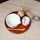 Ceramic heart print matcha bowl set with whisk holder and tea cup glossy white tea tools