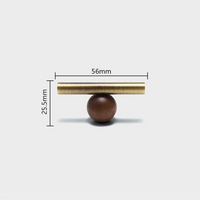 Bronze Brass + Walnut Wood Cabinet Handle and Knob Drawer Knobs T Bar Bedroom Kitchen Cupboard Hardware / Drawer Handles-Letifly Lights and Decor