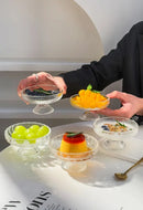 Glass Serving Dish with A Stand Snack Plates ,Snack and Candy Platter, Ice Cream Bowl,Yogurt Snack Dish Bar Dinnerware Plates-Letifly Lights and Decor