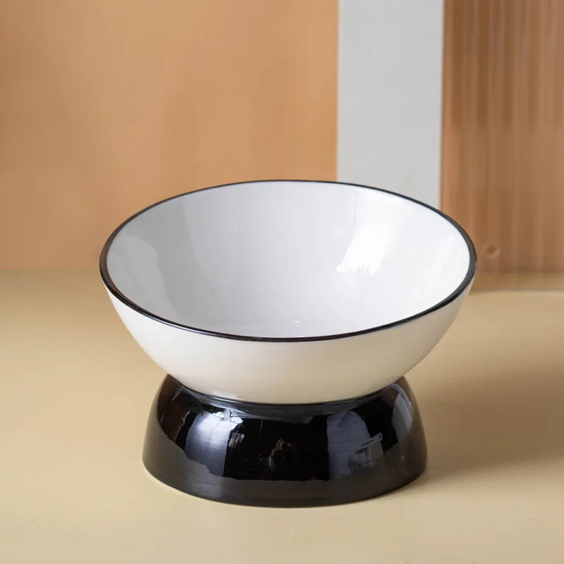 Elevated Ceramic Cat Bowl, Raised Slow Feeder for Cats & Small Dogs, Anti-Choking Neck Guard, Multiple Colors, Non-Slip Bowl-Letifly Lights and Decor