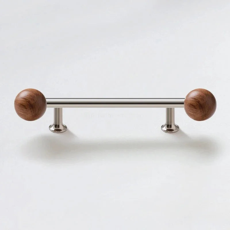 Furniture Hardware Nordic Art Handle/walnut Wood+Brass Handles and Knobs Drawer Pulls Kitchen Cabinet Knobs-Letifly Lights and Decor