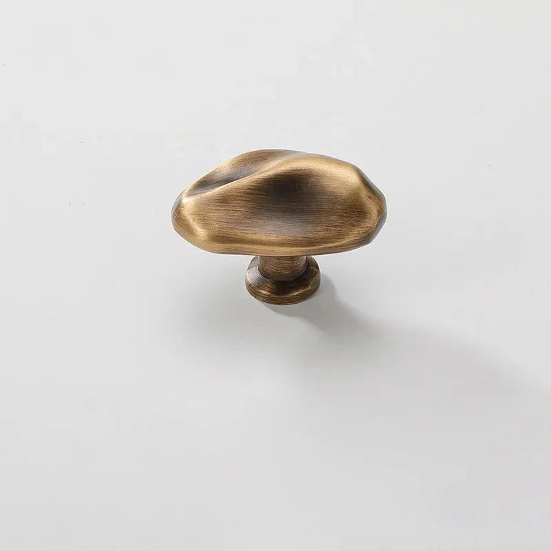 Letifly Lights & Decor - Molten Pebble Cabinet Knob - Sculptural Metal Cabinet Hardware in Brass Chrome and Satin Nickel