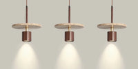 Forest Canopy Travertine pendant light, natural stone and wood kitchen island chandelier, luxury marble dining bedroom bedside aisle hanging lamp