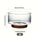 Glass Fruit Bowl Creative Large Salad Bowl Wood Base Snacks Popcorn Nuts Storage Bowls Home Christmas Snack Storage Container-Letifly Lights and Decor