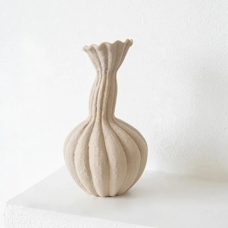 Ceramic Vase Textured Matte Finish Sculptural Neutral Tone Decorative Dried Flower Arrangement