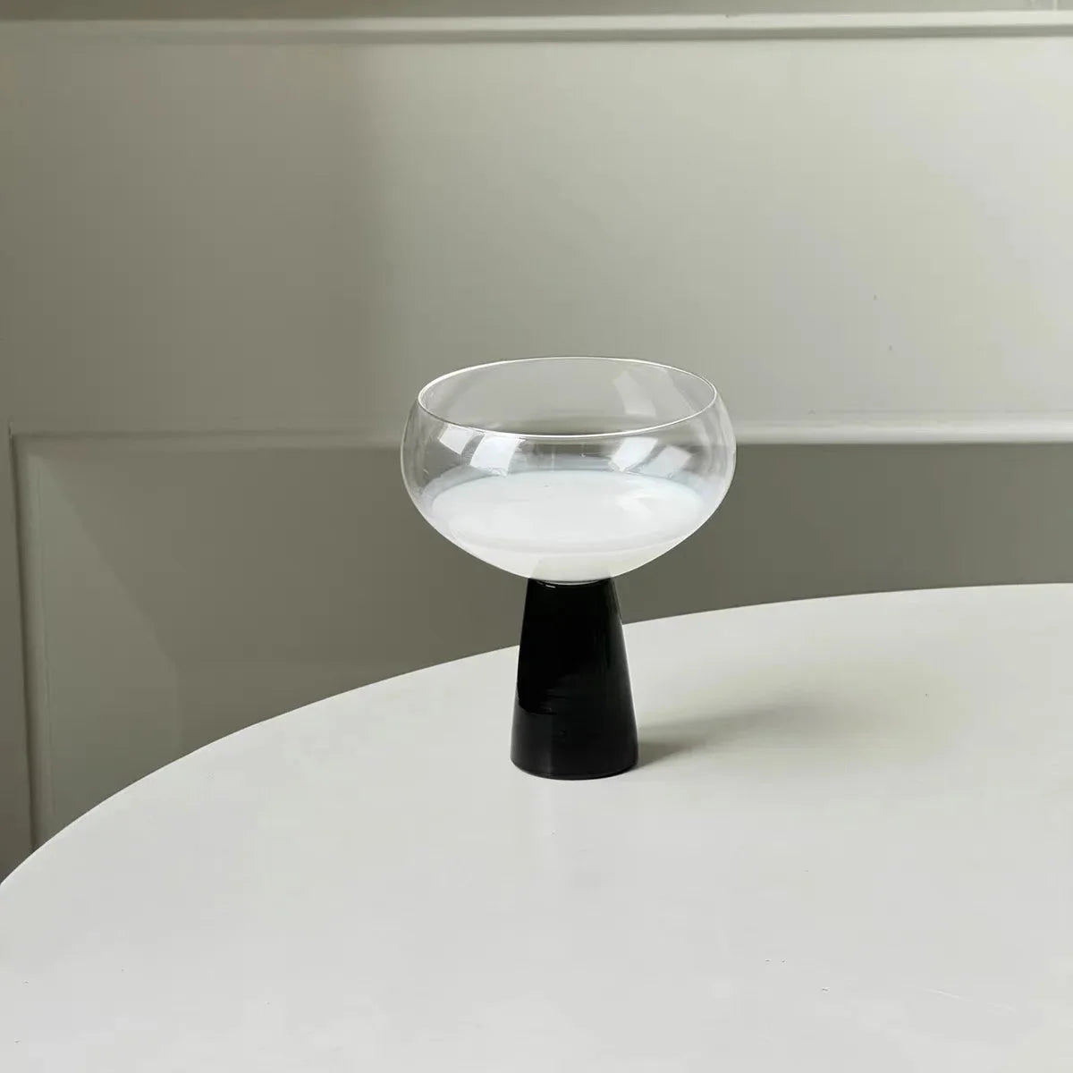 Ancient colored pillar dessert cup ins glass high footed cup champagne cup cocktail ice cream bowl dessert bowl-Letifly Lights and Decor