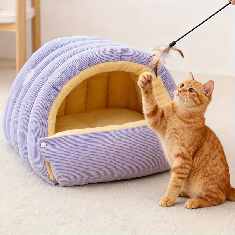 Letifly Lights & Decor - Cloud Nest Pet Bed - Plush Cat Cave Bed Soft Warm Pet House with Detachable Cushion