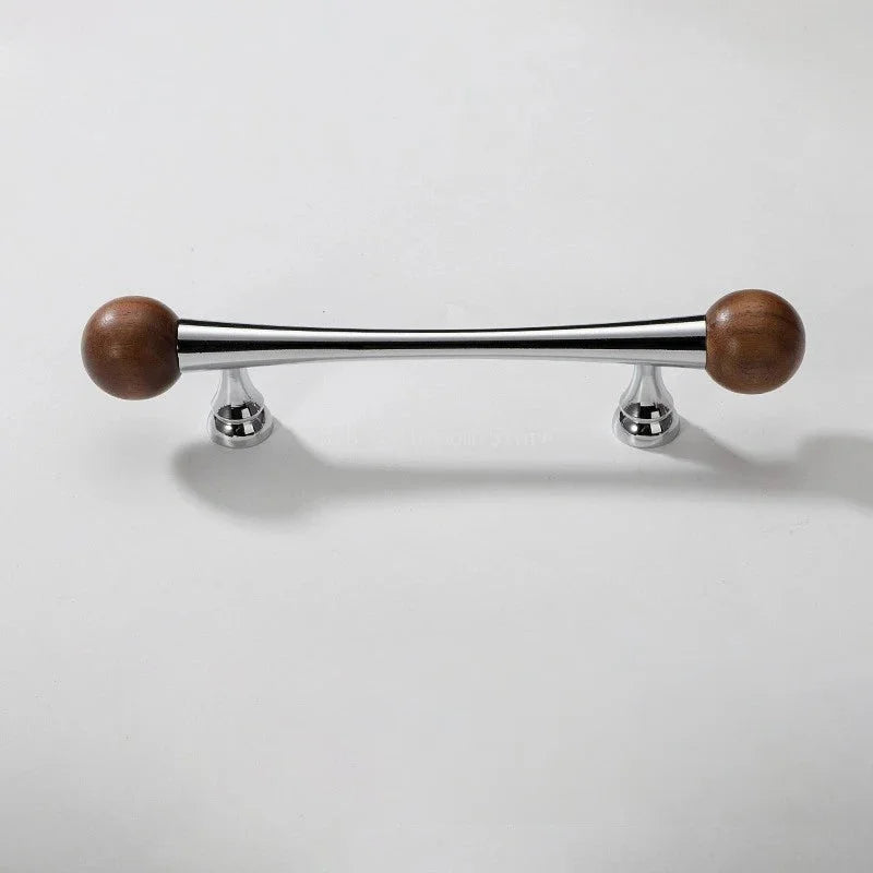 Furniture Hardware Nordic Art Handle/walnut Wood+Brass Handles and Knobs Drawer Pulls Kitchen Cabinet Knobs-Letifly Lights and Decor