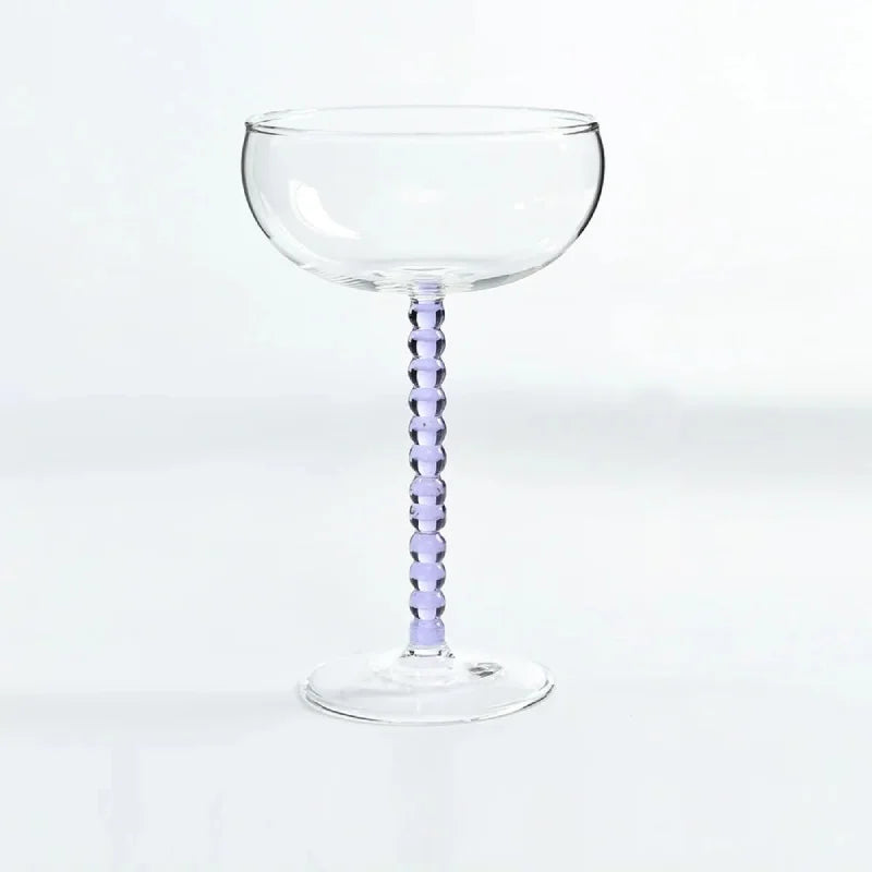 200ml Elegant Champagne Coupes Yellow Amber Green Purple Black Beaded Stem Glass Goblet Cocktail Glass Cup Beverage Drinkware-Letifly Lights and Decor