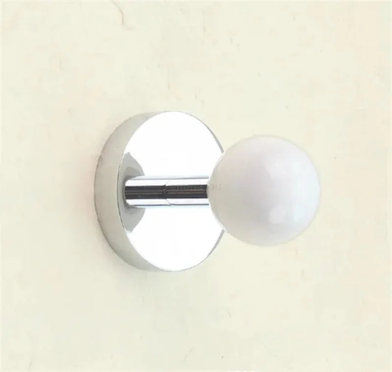 Ceramic Ball Wall Mounted Hook Towel Hooks For Bathroom Clothes Coat Hanger Punch/No Punch Dual Purpose Bedroom Door Hooks Diy-Letifly Lights and Decor