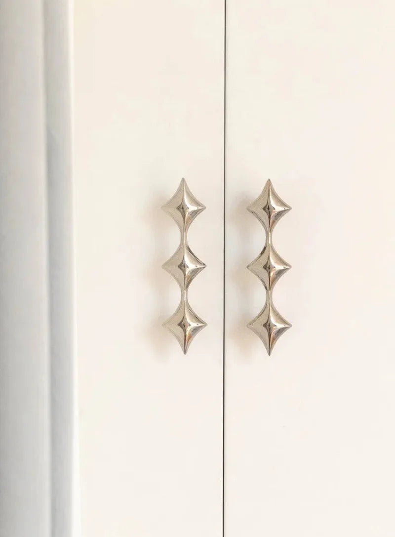 Letifly Lights & Decor - Nova Cabinet Pull - Solid Brass Cabinet Handle Polished Titanium Silver Star Pull Hardware