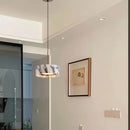 Modern natural stone Alabaster Core LED pendant lamp, dimmable marble chandelier with adjustable height for luxury bedroom bedside and kitchen bar