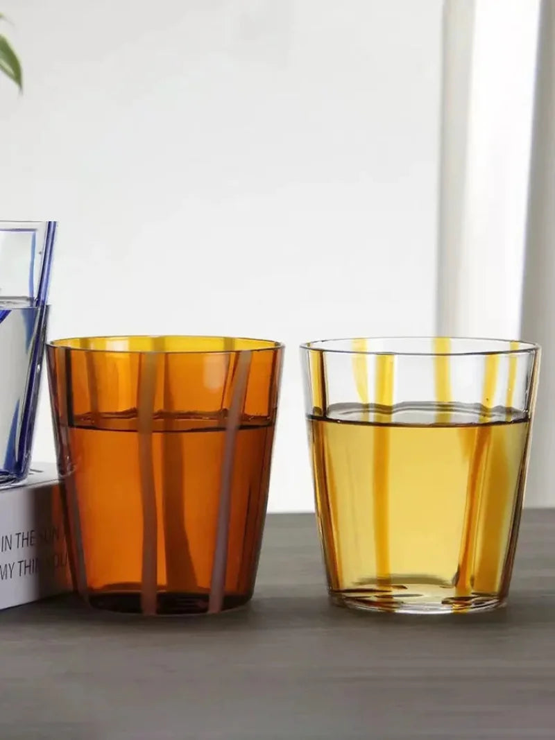Colorful Brushed Heat-resistant Glass Cup ins style creative coffee cup retro juice cup couple home water cup-Letifly Lights and Decor