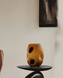 Amberfield Polka Vase Amber glass vase with black polka dots modern decorative elliptical vase