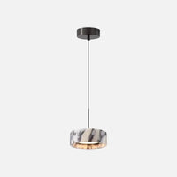 Modern natural stone Alabaster Core LED pendant lamp, dimmable marble chandelier with adjustable height for luxury bedroom bedside and kitchen bar
