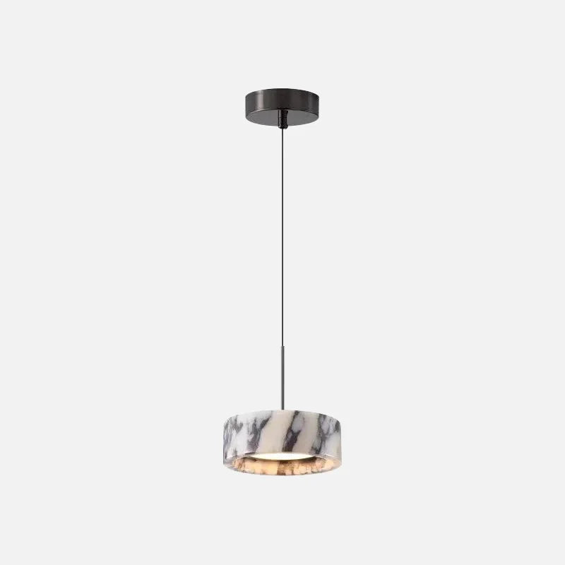 Modern natural stone Alabaster Core LED pendant lamp, dimmable marble chandelier with adjustable height for luxury bedroom bedside and kitchen bar