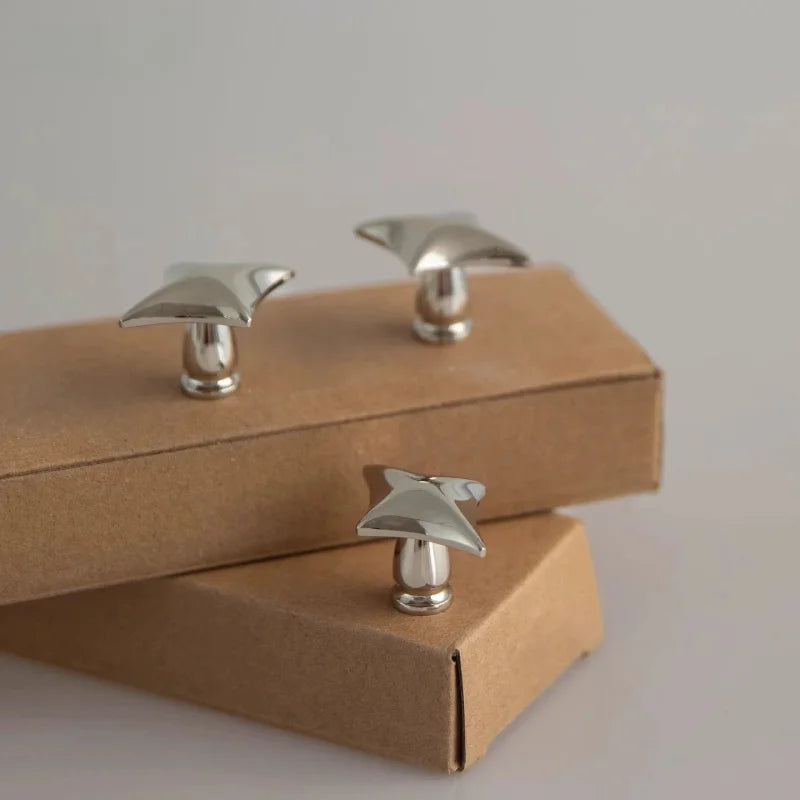 Letifly Lights & Decor - Nova Cabinet Pull - Solid Brass Cabinet Handle Polished Titanium Silver Star Pull Hardware