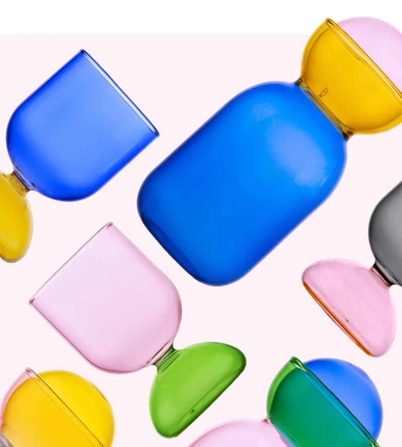 Colorful borosilicate glass water jug and cup set high temperature resistant modern colorful drinkware kitchen table pitcher with lid