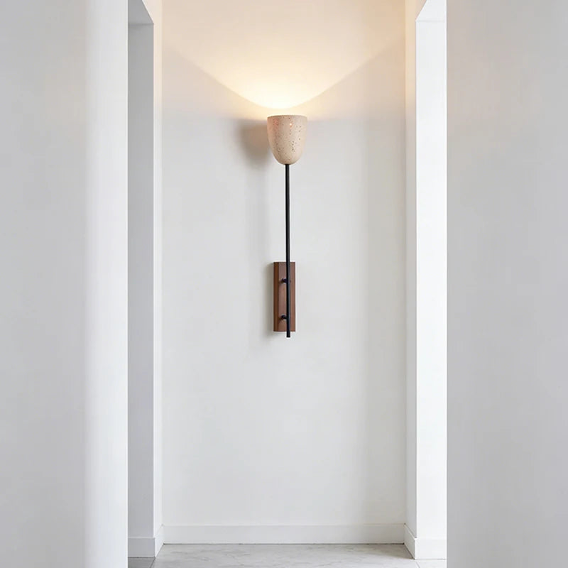 American Retro Style Wall Lamp Natural Stone E27 Bulb For Living Room Bedroom Hotel Wood Base Home Decor Sconce-Letifly Lights and Decor