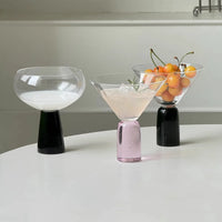 Ancient colored pillar dessert cup ins glass high footed cup champagne cup cocktail ice cream bowl dessert bowl-Letifly Lights and Decor