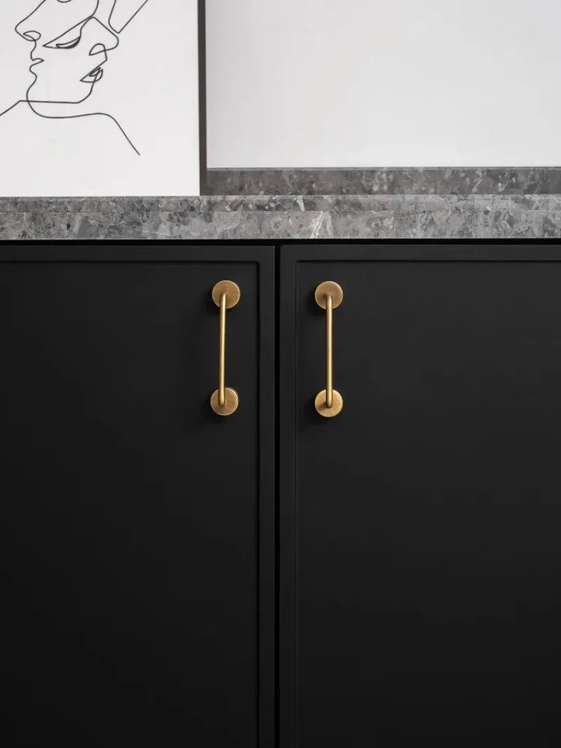 Antique Brass Furniture Handles with Backplate Wardrobe Kitchen Cupboard Cloakroom Bedside Cabinet Handle Bedroom Accessories-Letifly Lights and Decor